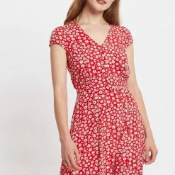 Louche Louche Cathleen Flower Sketch Print Mini Tea Dress-red