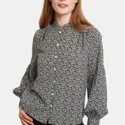 Louche Louche Clancy Candy Bud Print Long Sleeve Blouse-black