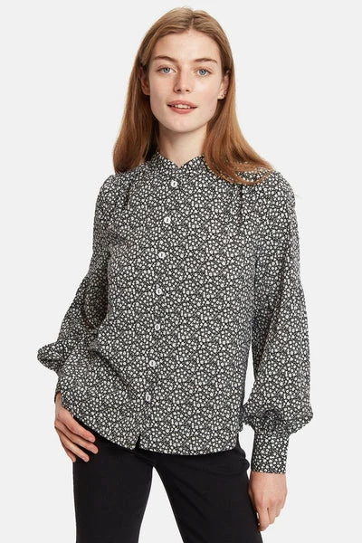 Louche Louche Clancy Candy Bud Print Long Sleeve Blouse-black 1 Louche Louche Clancy Candy Bud Print Long Sleeve Blouse-black