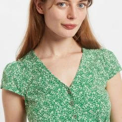 Louche Cathleen Micro Flower Print Mini Tea Dress In Green 6 Louche Cathleen Micro Flower Print Mini Tea Dress In Green