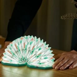 Gingko Velvet Accordion Lamp Turquoise Geometric