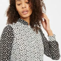 Louche Elsie Flower Spot Print Long Sleeve Midi Dress
