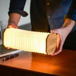 Gingko Smart Accordion Lamp Walnut
