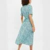 Louche Halcyon Flower Bed Print Short Sleeve Midi Dress In Green