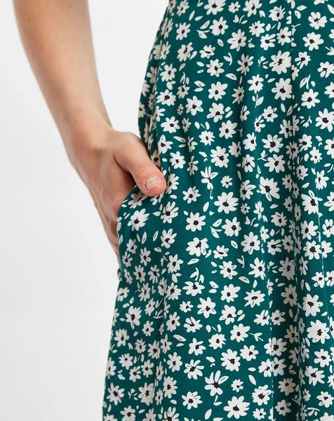 Louche Cathleen Flower Sketch Print Mini Tea Dress In Green 3 Louche Cathleen Flower Sketch Print Mini Tea Dress In Green