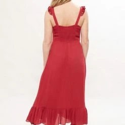 Louche Indiana Embroidery Midi Sundress Dress Red