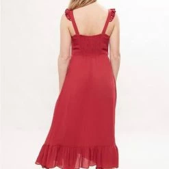 Louche Indiana Embroidery Midi Sundress Red