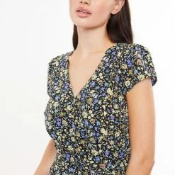 Louche Marleen Fallen Flower Print Short Sleeve Cropped Jumpsuit
