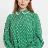 Louche Louche Ettie Polka Dot Print Long Sleeve Blouse -green