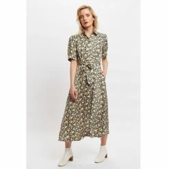 Louche Melia Petal Parade Print Short Sleeve Midi Tea Dress
