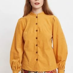 Louche Louche Aviv Baby Cord Long Sleeve Blouse-mustard