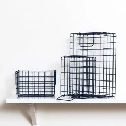 Mustard Made Set Of 3 Baskets In Navy