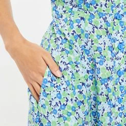 Louche Halcyon Flower Bed Print Short Sleeve Midi Dress In Green