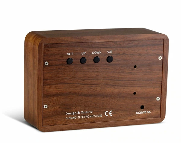 Gingko Brick Walnut Click Clock - Green Led 1 Gingko Brick Walnut Click Clock - Green Led