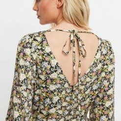 Louche Louche Arwen Petal Parade Print V Back Midi Dress-multi