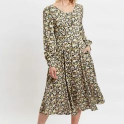 Louche Louche Arwen Petal Parade Print V Back Midi Dress-multi