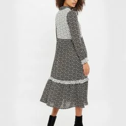 Louche Elsie Flower Spot Print Long Sleeve Midi Dress
