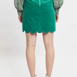 Louche Alicja Baby Cord Scalloped Hem Mini Skirt In Green