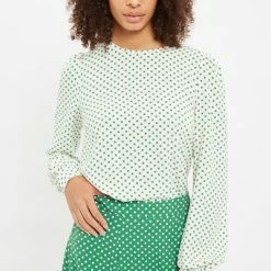 Louche Louche Lima Polka Dot Print Long Sleeve Blouse-off-white