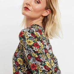 Louche Clio Woodland Walk Print V Neck Long Sleeve Tiered Midi Dress