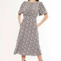 Louche Leonore Ramble Print Grey Midi Dress
