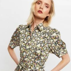 Louche Melia Petal Parade Print Short Sleeve Midi Tea Dress