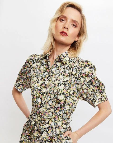 Louche Melia Petal Parade Print Short Sleeve Midi Tea Dress 2 Louche Melia Petal Parade Print Short Sleeve Midi Tea Dress