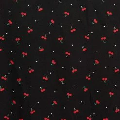 Louche Leonie Cherry Pie Print Square Neck Midi Dress-Black