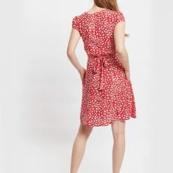 Louche Cathleen Flower Sketch Print Mini Tea Dress In Red