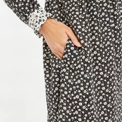 Louche Elsie Flower Spot Print Long Sleeve Midi Dress