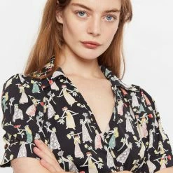 Louche Sakani Flower Girl Print V Neck Midi Dress