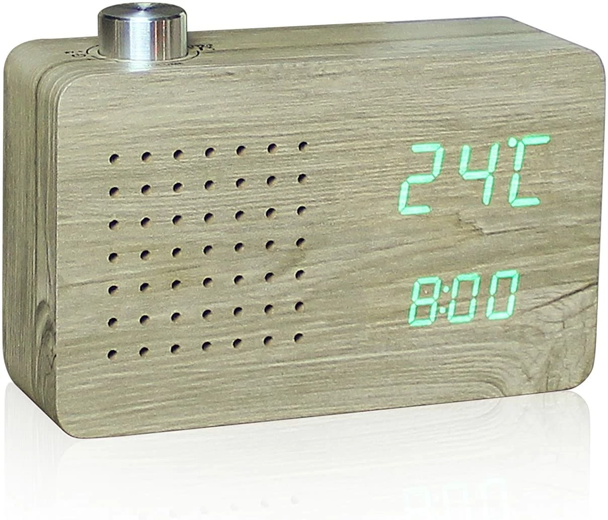Gingko Radio Click Clock Ash/Green LED 2 Gingko Radio Click Clock Ash/Green LED