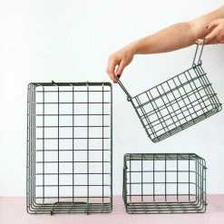 Mustard Made Set Of 3 Baskets In Olive