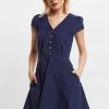 Louche Louche Cathleen Babycord Mini Tea Dress-navy