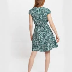 Louche Cathleen Flower Sketch Print Mini Tea Dress In Green