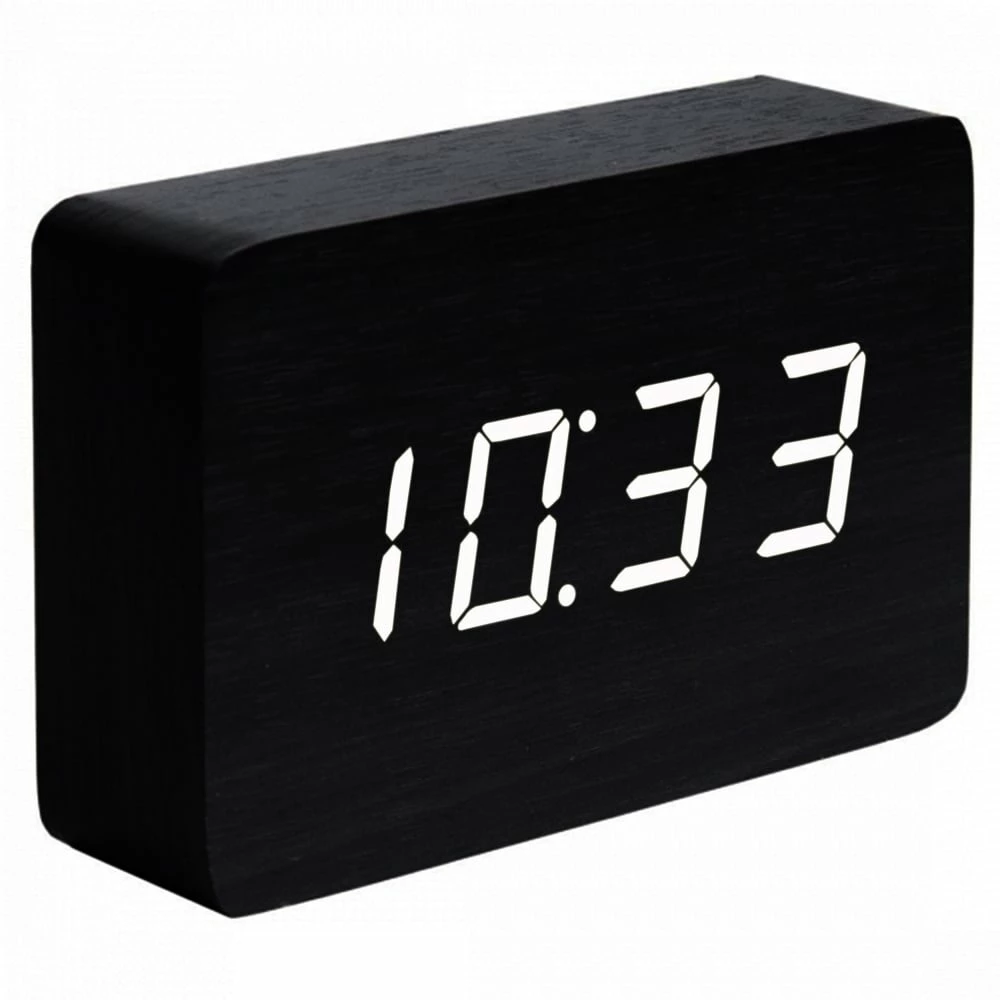Gingko White LED Brick Black Click Clock 1 Gingko White LED Brick Black Click Clock