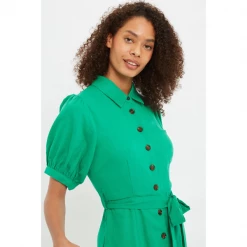 Louche | Mollie Button Through Midi Dress | Green
