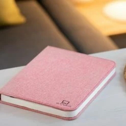 Gingko Mini Blush Pink Linen Fabric Smart Book Light