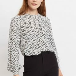 Louche Lima Flower Spot Print Long Sleeve Blouse