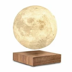 Gingko Smart Floating Moon Desk Table Lamp In Walnut Wood