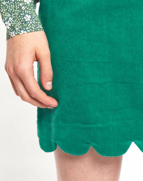 Louche Alicja Baby Cord Scalloped Hem Mini Skirt In Green 3 Louche Alicja Baby Cord Scalloped Hem Mini Skirt In Green
