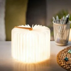 Gingko Mini Blush Pink Linen Fabric Smart Book Light