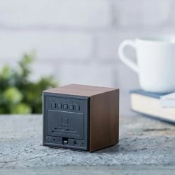 Gingko Walnut Green LED Cube Click Clock