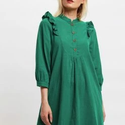 Louche Louche Laury Baby Cord Mini Smock Dress Green