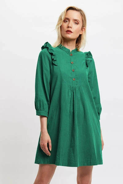 Louche Louche Laury Baby Cord Mini Smock Dress Green 1 Louche Louche Laury Baby Cord Mini Smock Dress Green