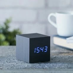 Gingko Black Blue LED Cube Click Clock 7 Gingko Black Blue LED Cube Click Clock