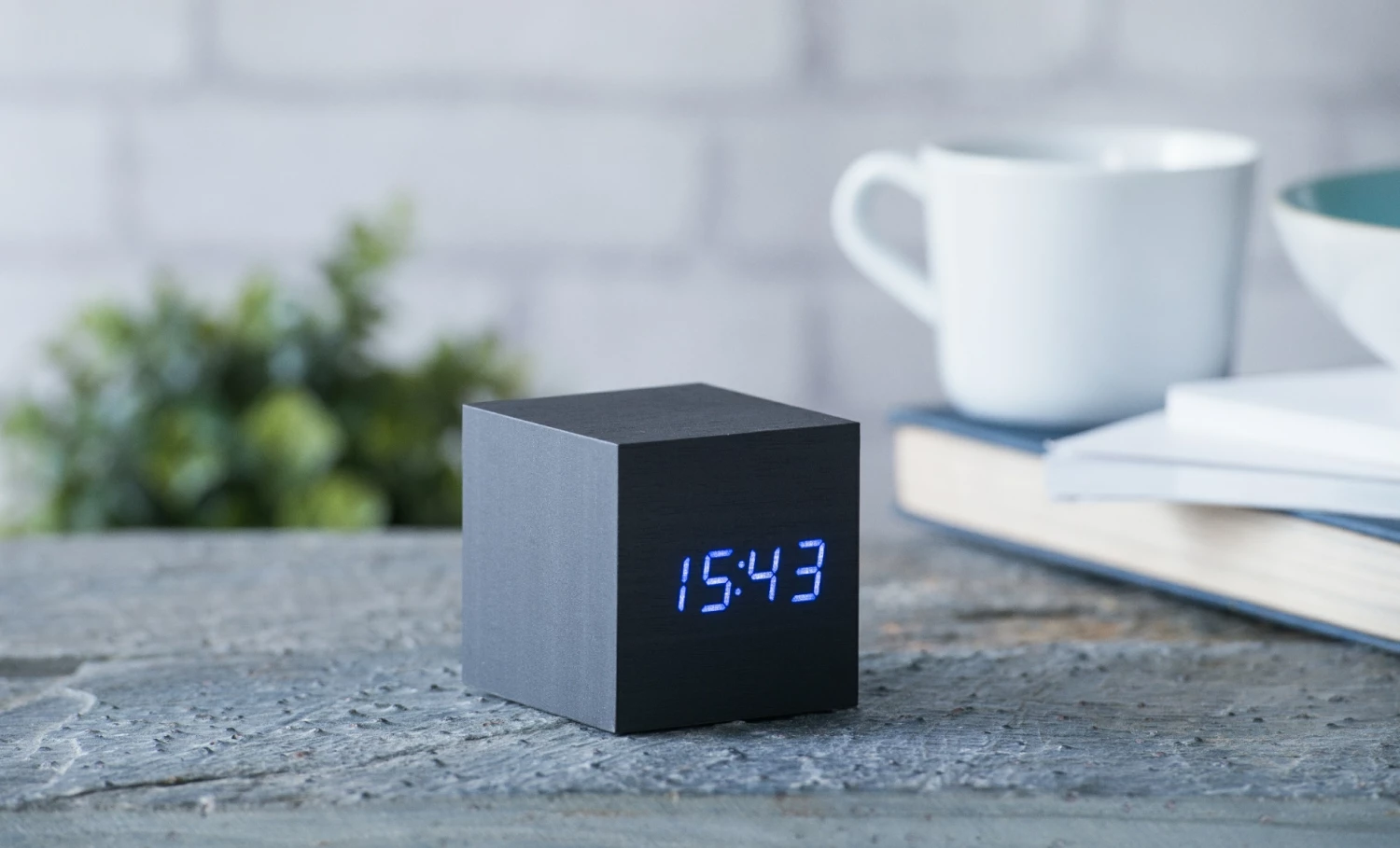 Gingko Black Blue LED Cube Click Clock 3 Gingko Black Blue LED Cube Click Clock