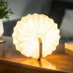 Gingko Smart Accordion Lamp Walnut