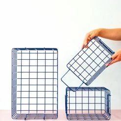 Mustard Made Set Of 3 Baskets In Navy