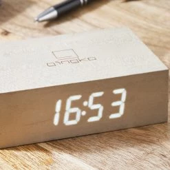 Gingko White Maple Wood Flip Click Clock